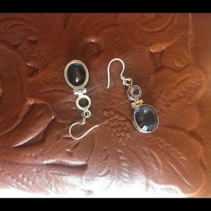 Sterling Silver earnings: light purple&blue stones